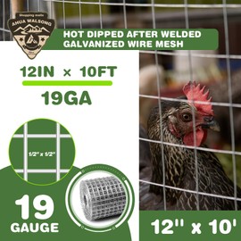 12'' x 10' Hardware Cloth 1/2in 19GA Galvanized Wire Mesh Rolls ，Chicken Coop Wire Mesh,Chicken Coop Fence,Screen Mesh,Rabbit/Snake Fence,for Garden Poultry Animal Netting Cage