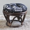 International Caravan Furniture Piece Rattan Footsool with Tapestry Cushion