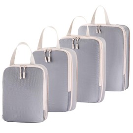 Fashion and Cool Travel Compression Bags 4 Pack (Grey) Compact Compression Bag Travel Storage Bag Compression Bag Suitcase Organizer Bag