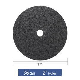 HUAALIUCHE Floor Sanding Disc Cloth-Backed Silicon Carbide，17" x 2" Holes for Concrete, Stone, 36 Grit, 3-Pack