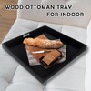 Square Large Ottoman Tray, 24" Square Wood Serving Tray with