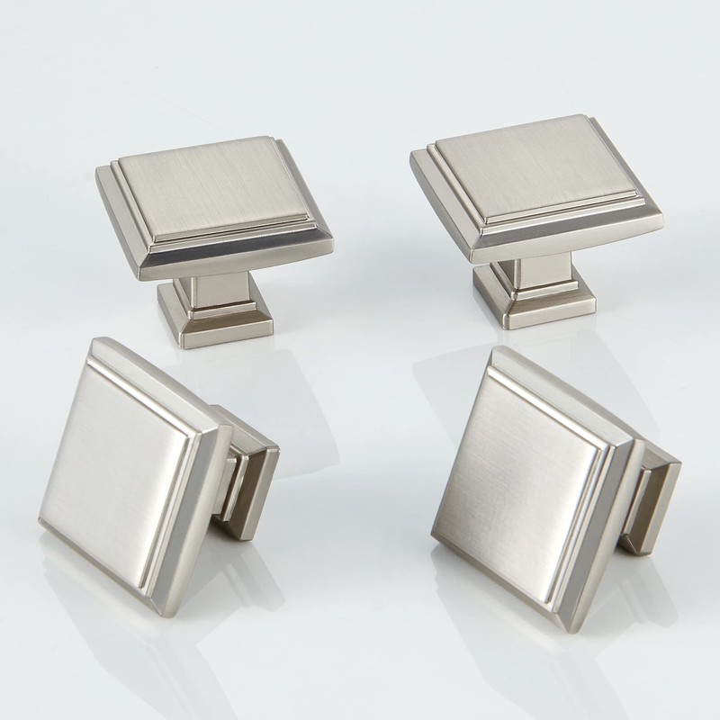 YCSJ Square Knobs - 10 Pack / 1.3 Inch, /Brushed