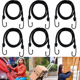 Bungee Cord Rubber Rope with Hooks on Both Ends, Round, Diameter 8mm, Freely Stretchable Rubber Band, Super Durable Shock Cord, Elastic Rope, Stretch Cord, Load Securing Strap, Prevents Load Collapse