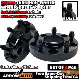 Arrow 2x 25mm 5x4.5 Hub Centric Adapter Spacer Fit 15-24 Mustang/20-24 Explorer& GT