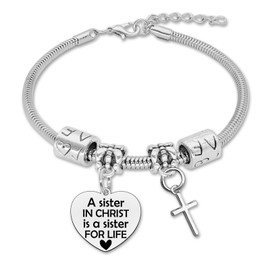 Christian Bracelet for Sister Birthday Gift from Brother Stainless Steel Bracelet Christian Religious Gift for Sister Bracelets Inspirational Encouragement Gifts for Women Christmas Birthday Gifts