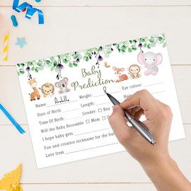 Papa Prints Safari Baby Shower Card Pack of 24 Baby Shower Games Boy Card (149 x 105 mm) Baby Prediction Cards Baby Shower Game