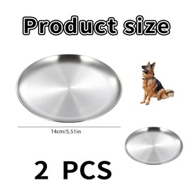 2 Stück Katzenteller,Katzen Napf Flach,Plates Edelstahl Multifunktional,Camping Teller,Pizzablech zum Backen im Ofen,Backblech Rund,Cat Bowl,Futternapf Katze,Leicht Reinigen & Spülmaschinengeeignet
