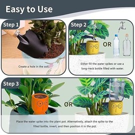 Decorative Plant Watering Stakes, Set of 4, Glasses Design, Multi-Color Terracotta (Classic Mushroom 02)