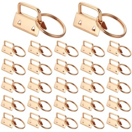DAOST 100Pcs 1 Inch Key Fob Hardware Bulk Gold Fob Wristlet Hardware Keychain Fob Hardware with Key Ring for Wristlet Keychain, Key Lanyard and Key Chain Making Hardware Supplies