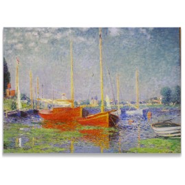 Red Boats at Argenteuil II Canvas Prints Wrapped Gallery Wall Art | Stretched and Framed Ready to Hang 36X48