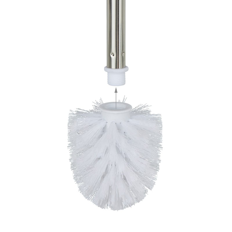 Relaxdays Toilet Brushes, Set of 2, Replacement, Removable Head, Stainless