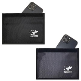 Two Faraday Bags Anti-Tracking GPS RFID Signal Blocker Wallet Shielding Pouches (x2) Protective Cases for Cell Phone Car Key FOB, Data Privacy, Electronic Device Security (2 Pack - Black and Gray)