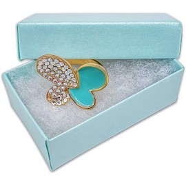 TheDisplayGuys - 25-Pack #21 Cotton Filled Cardboard Paper Jewelry Boxes Gift Case - Pearl Teal (2.6" x 1.6" x 1.0") - for Shipping or Storage