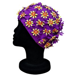 Blue Reef Aries Elasticated Floral Ladies Classic Retro 3D Cut Out Multicolour Flower Pretty Stylish Vintage Look Swimming Hat Swim Cap One Size Adults (Purple)