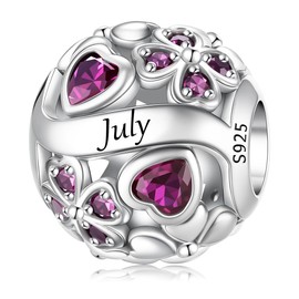 MICOO 925 Sterling Silver Birthstone Charms Bead Charms for Bracelet and Necklace Four Leaf Clover Birthstone Charms Jewelry Gift for Women