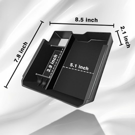 Muslogy Center Console Organizer Compatible with Ford Ranger XL XLT Lariat 2024 2025 & Raptor Accessories Middle Console Storage Box Insert Tray ABS Material Divider with Insert Mats (Black)