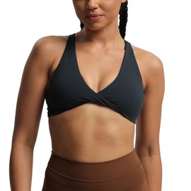 Aoxjox - Brasier deportivo para mujer, sin espalda, acolchado Satara de bajo impacto, para yoga, sin mangas, Azul (Arándano), S