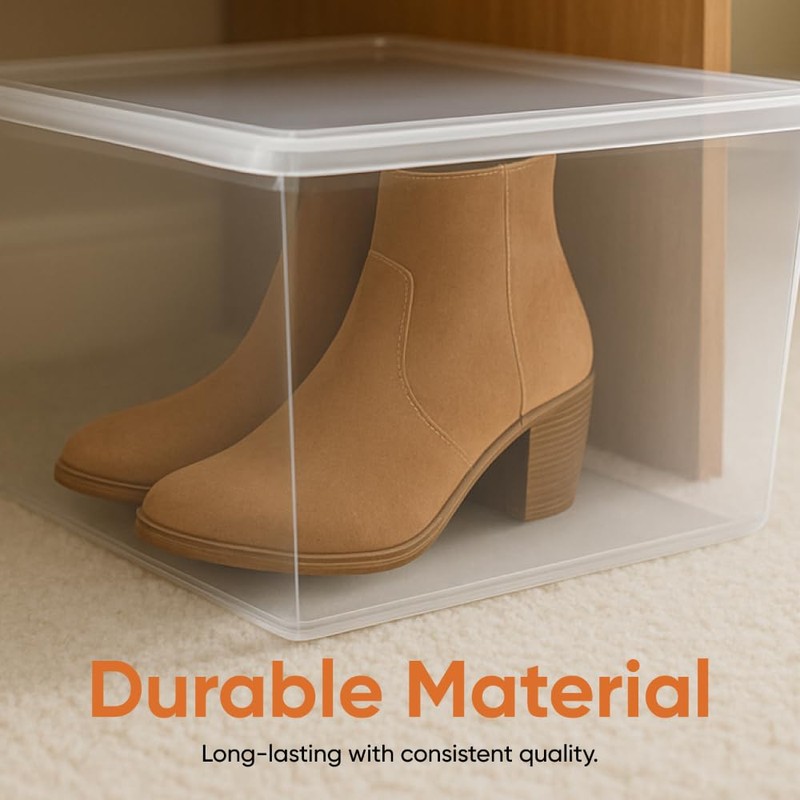 Superio 4-Pack Shoe Box Modern Storage Container - 6.5 Quart/6