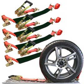 Boxer Pro Series Car Tie Down - E Track Rolling Idler – 2 Inch x 8 Feet - 4 Pack Red Straps