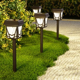 Solar Pathway Lights,Outdoor Lights Waterproof 6 Pack,3 Adjustable Brightness & Flashing, Auto On/OFF,1500mAh Battery 12H Long Working,Type-C & Solar Charging, Outside Decor for Backyard/Garden/Pool