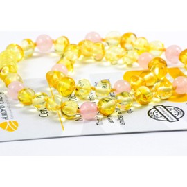 AmberJewellery Amber Necklace, Multiple Colours, Unisex, Necklace 32 cm, Baltic Amber Chain (Pink-Rose), amber