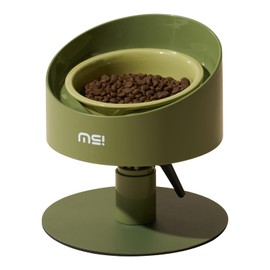 MS!MAKESURE Elevated Pet Bowl for Cats & Puppy, 8oz Spill Proof Modern Ceramic Raised Dog Kitty Food and Water Feeder with Adjustable Stand, Adjustable Angle Anti Vomiting (Green)