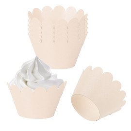 PATIKIL Cupcake Wrappers Paper, 50 Pack Baking Cups Standard Wave Decoration for Anniversary Birthday Weddings and Parties, Light Pink
