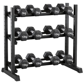 Dumbbell Rack 3-Tier Adjustable Dumbbell Rack Suitable for Dumbbells, Kettlebells, and Other Compact Weights Space-Saving Dumbbell Storage Rack - 1000LBS Capacity