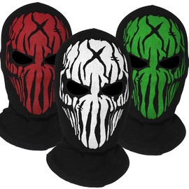 Unisex Striped Pattern Balaclava Hat, 1 Count Windproof Warm Face Cover For Skiing Cycling Role Playing, Sports & Outdoor Accessories - Color: green printing, Specification: One Size