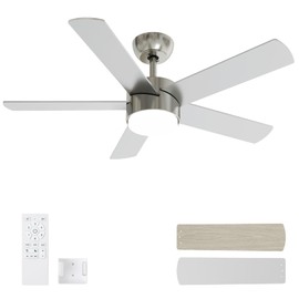 POCHFAN 42 Inch Ceiling Fans with Lights and Remote Control, LED Ceiling Fan Dimmable 3 CCT 6-Speed, Noiseless Modern Ceiling Fan for Bedroom, Living Room, Dining Room, ETL Listed