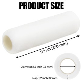 PinStone 3 Pack 9 Inch Paint Roller Covers, 1/2" Nap Special Mercerized Fabric for Ultra-Smooth and Flawless Finishes, Naps for 9 Inch Paint Roller Frame, Interior Painting, All Paints & Stains