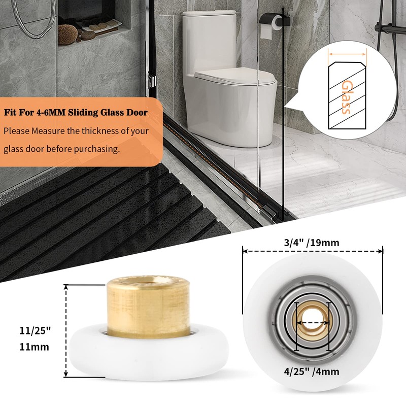 8 Pcs Shower Door Rollers Replacement Bathroom Pan Glass Sliding