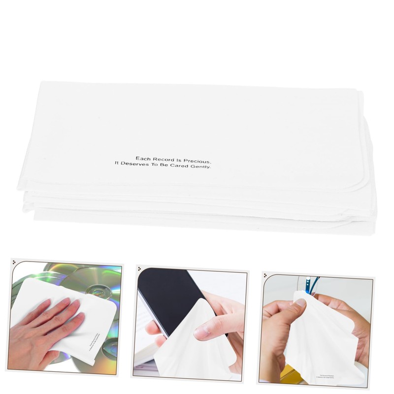 KONTONTY 5Pcs CD Cleaning Cloths Scratch Microfiber Wipes for Enhanced