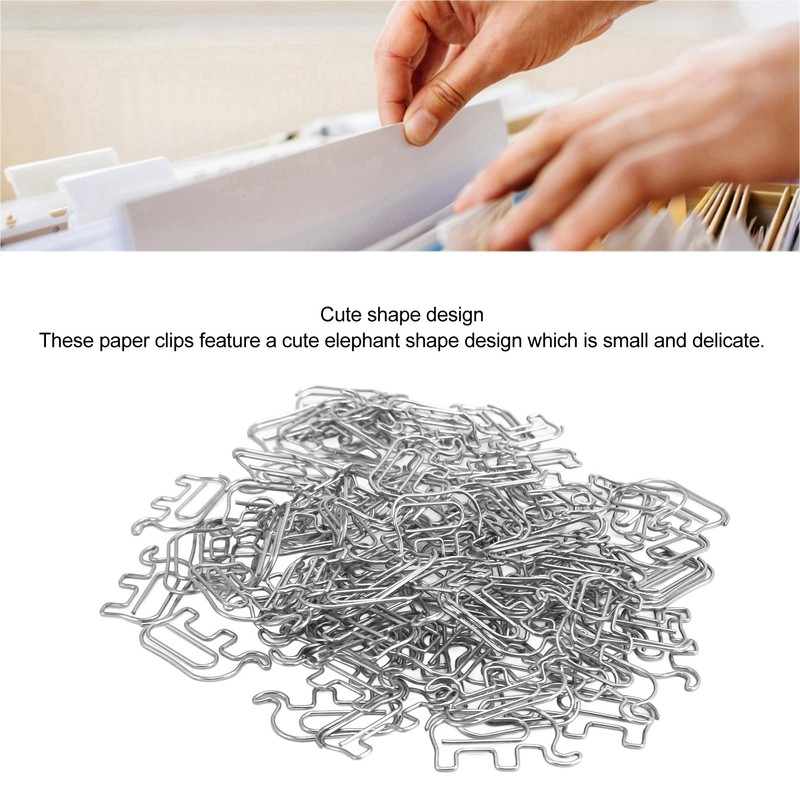 100pcs Paper Clip Cute Elephant Shaped Stainless Steel Paper Clip