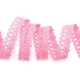 Lace Emilia Pink 3 m x 15 mm Cotton Lace Ribbon Lace Trim Decorative Ribbon Bow Ribbon Crochet Lace Cotton Crochet Ribbon Vintage Gift Ribbon Wedding