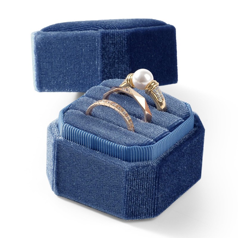 Papten 3 Slots Ring Box Velvet Ring Gift Box Wedding