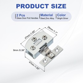 PATIKIL 1-1/8" Cabinet Glass Door Hinge, Steel,Zinc Alloy 2Pcs Wine Cabinet Clamp Frameless Cabinet Glass Clip No Drilling with Screw for 5-7mm Drawer Display Showcase,Bright Silver