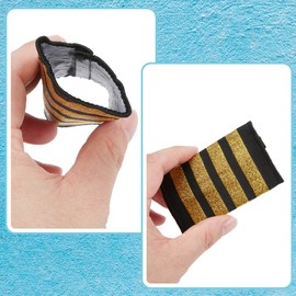 WEBEEDY 4 Pairs Pilot Uniform Epaulettes Traditional Epaulettes Badge with 4 Gold Stripes Men's Pilot Captain Marine Epaulettes Airline Uniform Shoulder Strap Accessories