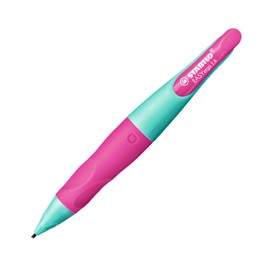 STABILO STABILO - Ergonomischer Druck-Bleistift für Rechtshänder - EASYergo 1.4 in türkis/neonpink - inkl. 3 dünner Minen - Härtegrad HB