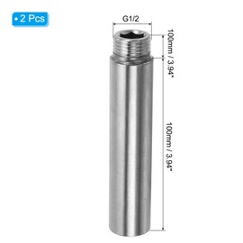 PATIKIL Shower Head Extension Arm, 2 Pack Stainless Steel G1/2 Male to Female Thread 100mm Length Pipe Fitting Shower Head Extender
