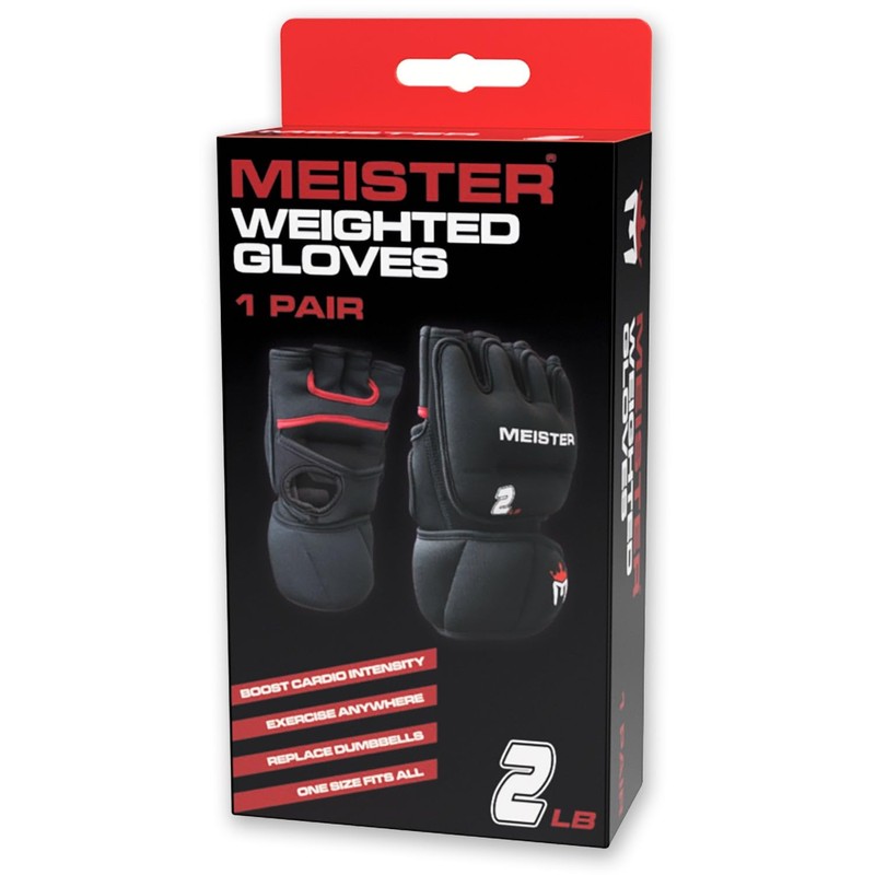Meister 2 Pound Neoprene Weighted Gloves for Cardio & Heavy