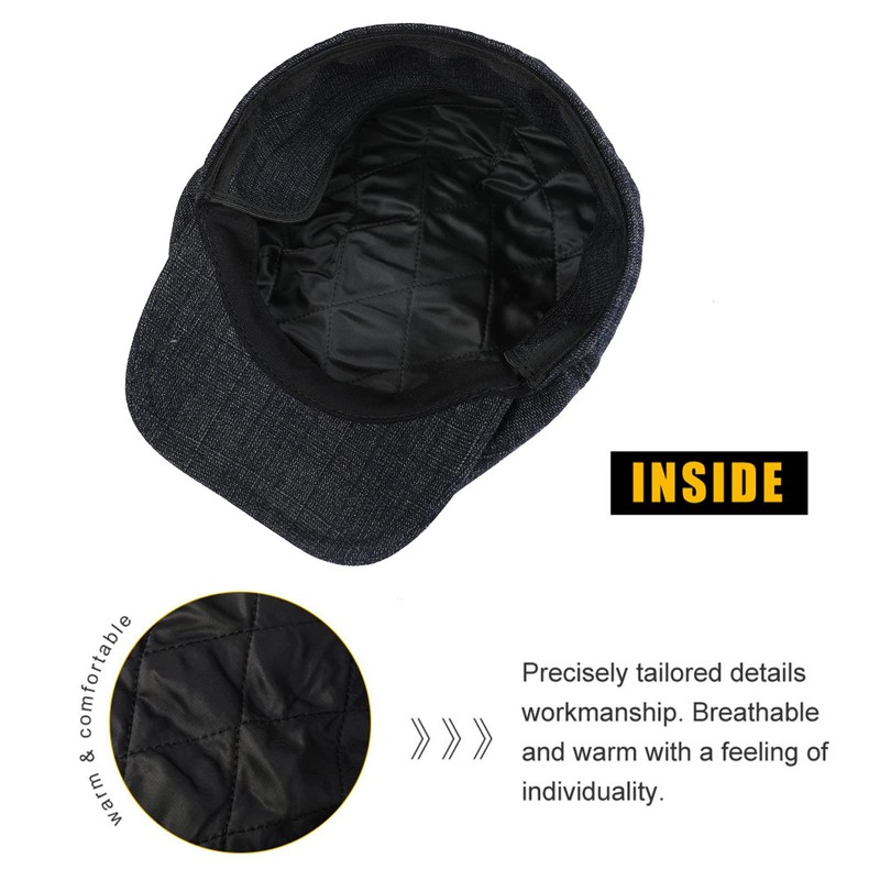 Superora Men's Flat Cap Herringbone Tweed Newsboy Cap Herringbone, navy