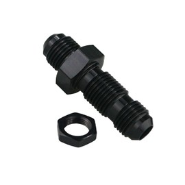 10AN Male Flare Straight Bulkhead Fitting Adapter with 10AN Nut Aluminum Black Hard Hex Anodized Connector