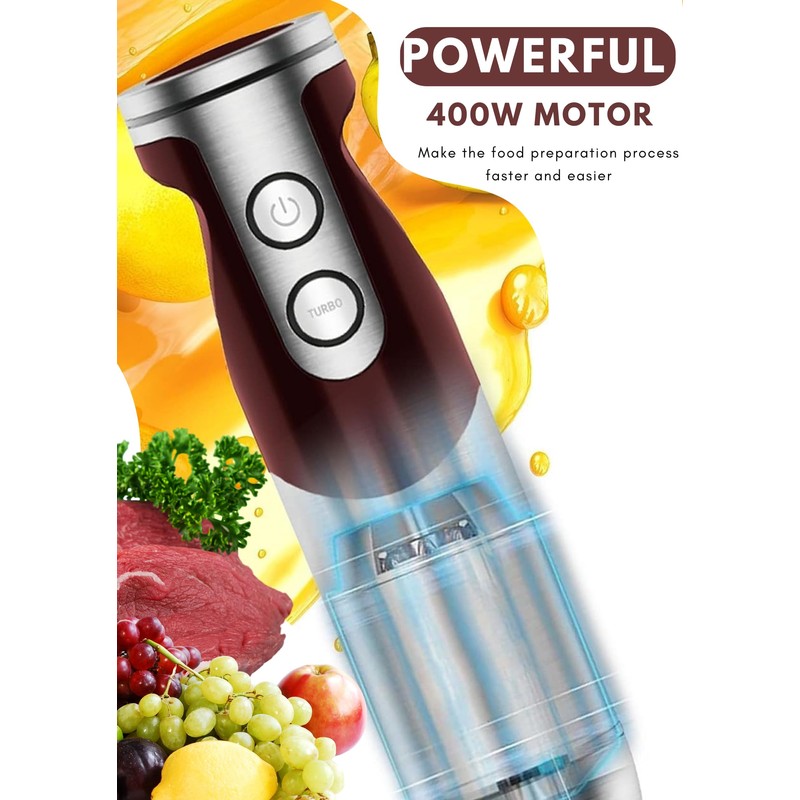 MegaWise 5-in-1 Immersion Hand Blender Set with Variable Speed, 400W,