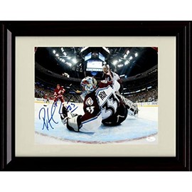 Patrick Roy Autograph Replica Print - Down On The Ice - Framed 8x10