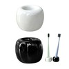 2 Pcs Mini Round Ceramic Toothbrush Holder (White+Black)