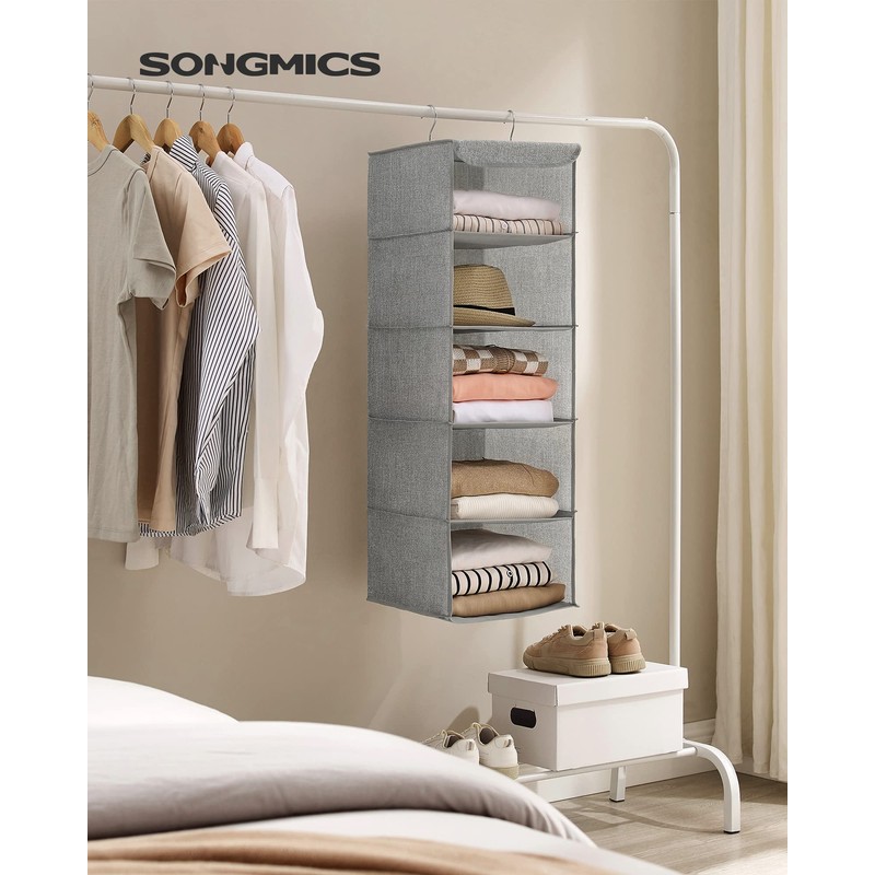 SONGMICS Hanging Closet Organizer, Hanging Storage Shelves, Hanging Closet Shelves,