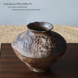 Rusty Ceramic Vase, Pottery Farmhouse Flower Vase for Centerpieces, Wabi Sabi Decorative Vase for Table, Living Room, Bedroom, Bathroom