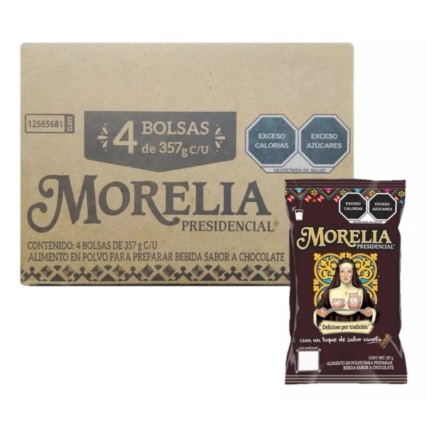 MORELIA Chocolate En Polvo Morelia Presidencial Con 4 Pzas 357 Grs