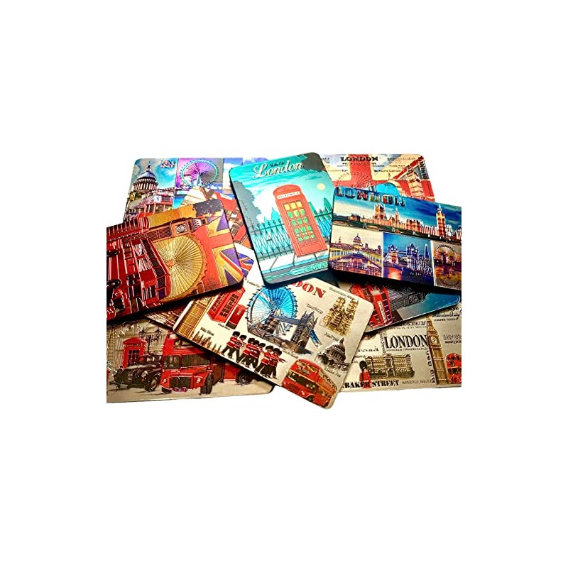 10 London Souvenirs Shiny Photo Magnets - Union Jack British